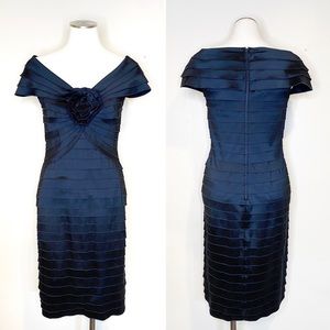 Tadashi Shoji | Pleated Taffeta Rosette Dress Sz.6